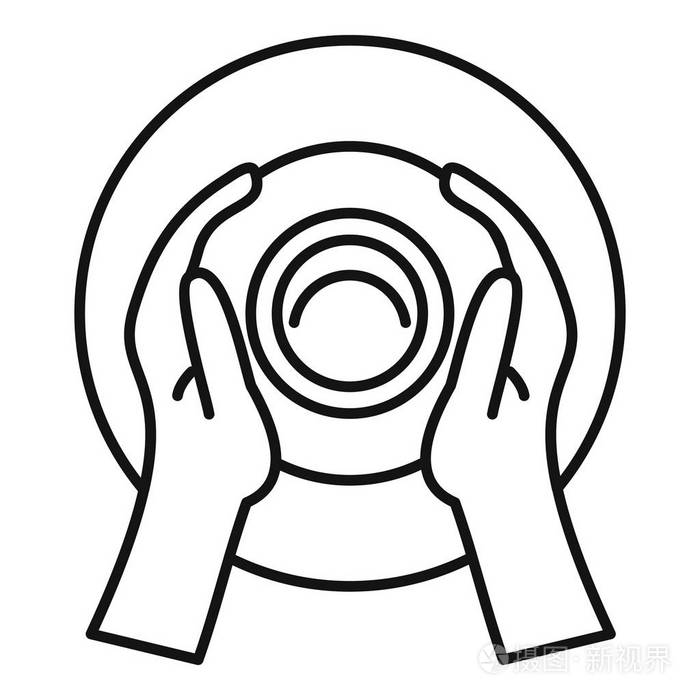 顶部视图陶子轮图标, 轮廓样式插画-正版商用图片17bmyf-摄图新视界