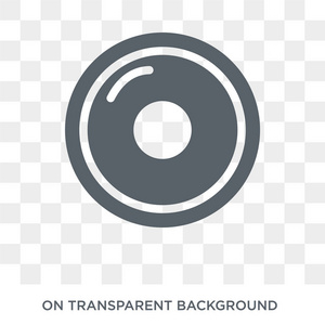 CD图标。 音乐收藏的CD设计理念。 透明背景上的简单元素矢量插图。