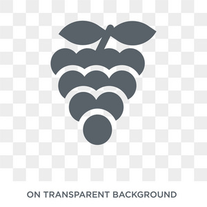 葡萄图标。 葡萄设计理念从水果和蔬菜收集。 透明背景上的简单元素矢量插图。