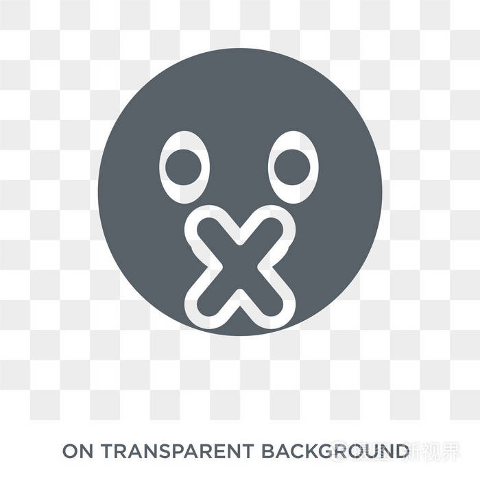 静音表情图标静音表情符号设计概念从表情符号收集透明背景上的简单