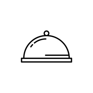 餐厅菜肴图标。 厨房用具用于烹饪插图。 简单的细线风格符号。