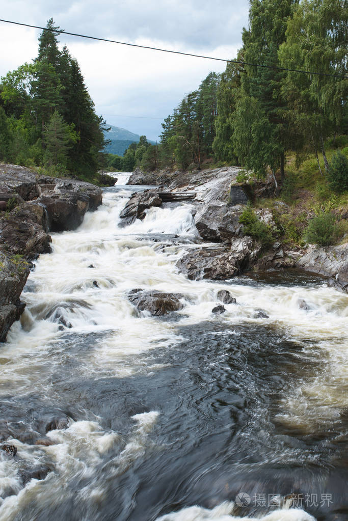 在森林中快速流动的河流