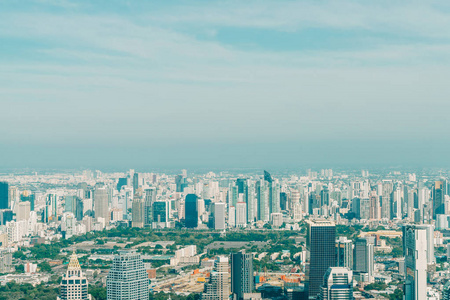 美丽的城市景观与建筑和建筑曼谷泰国天际线