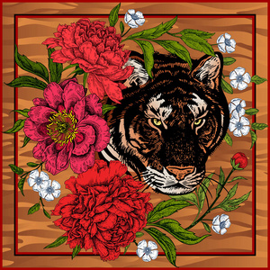 野生动物图案. 矢量图. 野兽的风格.照片