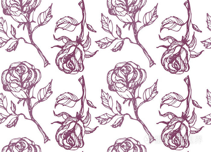 手绘涂鸦花玫瑰花图案背景