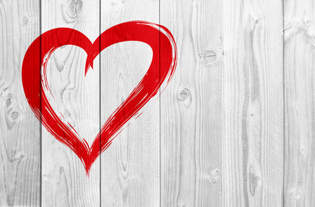 概念画红色抽象心形爱情符号旧木背景