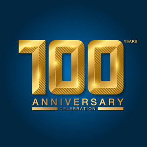 100周年庆祝标志型. 带有丝带的金色周年纪念徽.