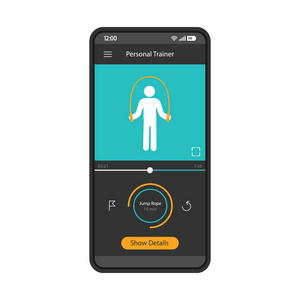 运动跟踪器应用智能手机接口矢量模板。