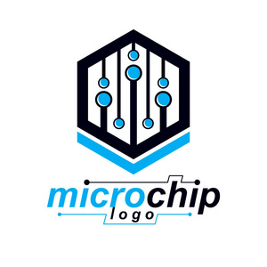 数字元件电路板. 微处理器方案抽象标志.照片