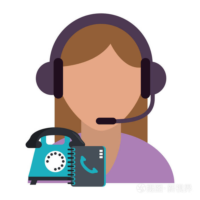 打电话给中心和客户服务插画-正版商用图片17cm4b-摄图新视界