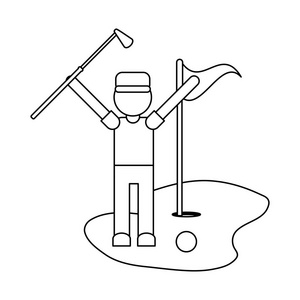 高尔夫运动游戏黑色和白色照片