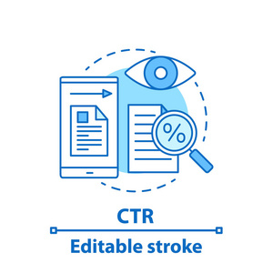 白色背景上的CTR概念图标