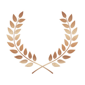 铜奖桂冠奖.胜利的叶子标签,胜利的象征.矢量图解eps10照片