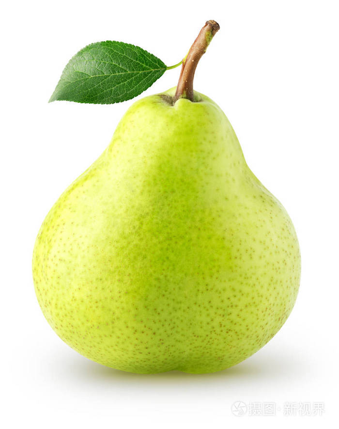 孤立的梨果全梨与叶与剪裁路径
