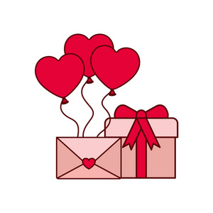 心气球与礼品盒隔离图标