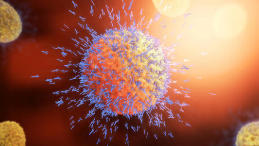 攻击病毒细胞进入血液的抗体的三维图图片