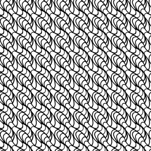 矢量无缝黑白线状扭曲波图案