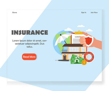 矢量保险网站登陆页面设计模板