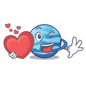 与心脏行星天王星在卡通形式矢量插图