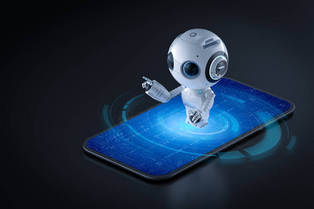 android手机手机三维渲染机器人的人工智能照片