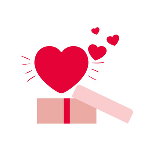 礼品盒与心脏隔离图标