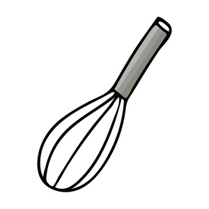卡瓦伊厨房搅拌器烘焙工具。 手绘插图可爱的面包店用具。 烹饪美味的食物主题剪贴画。