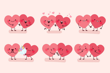 相爱卡通可爱的卡通两颗幸福的心相爱照片