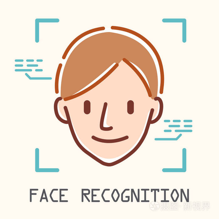 面部识别概念扫描人的脸和肖像