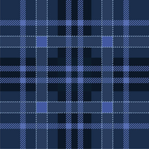 深蓝色海军蓝苏格兰格子呢。 无缝图案。 传统的编织纹理。 格子织物。 矢量背景。