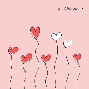 粉红色和白色的心简单的绘画婚礼和情人节照片