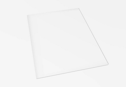 白色背景3D渲染上的A4空白纸片模型