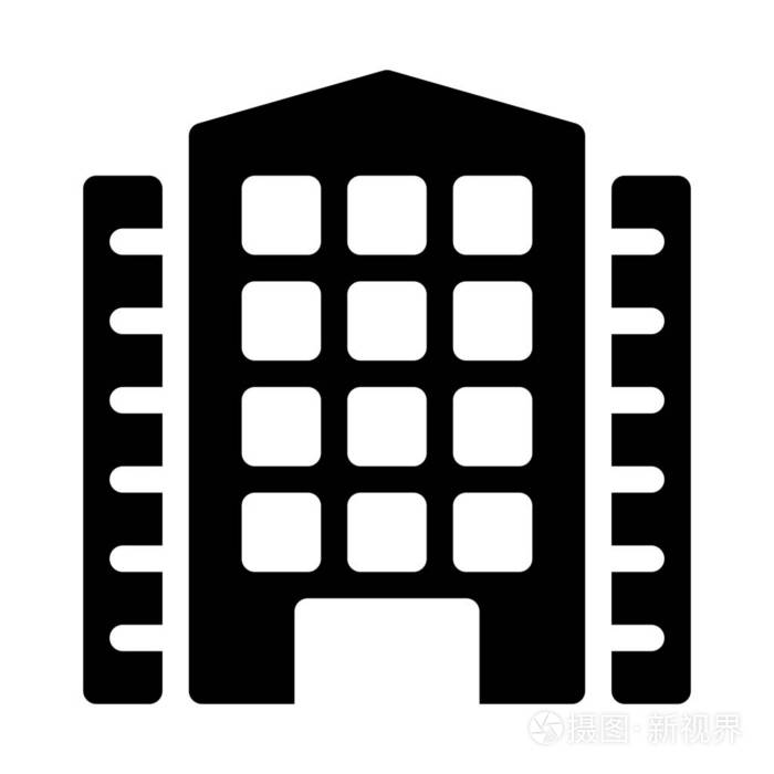 公司办公楼图标与白底隔离