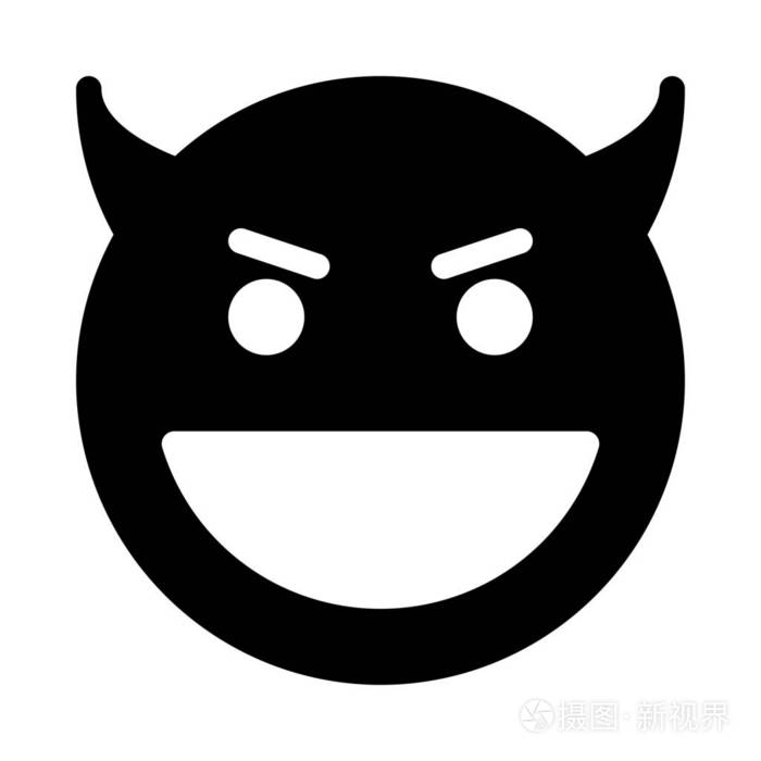 魔鬼或恐怖表情的简单矢量插图图标