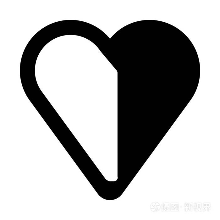 半颗充满的心在白色背景下分离