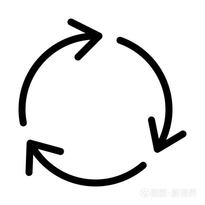 白色背景上的旋转同步箭头