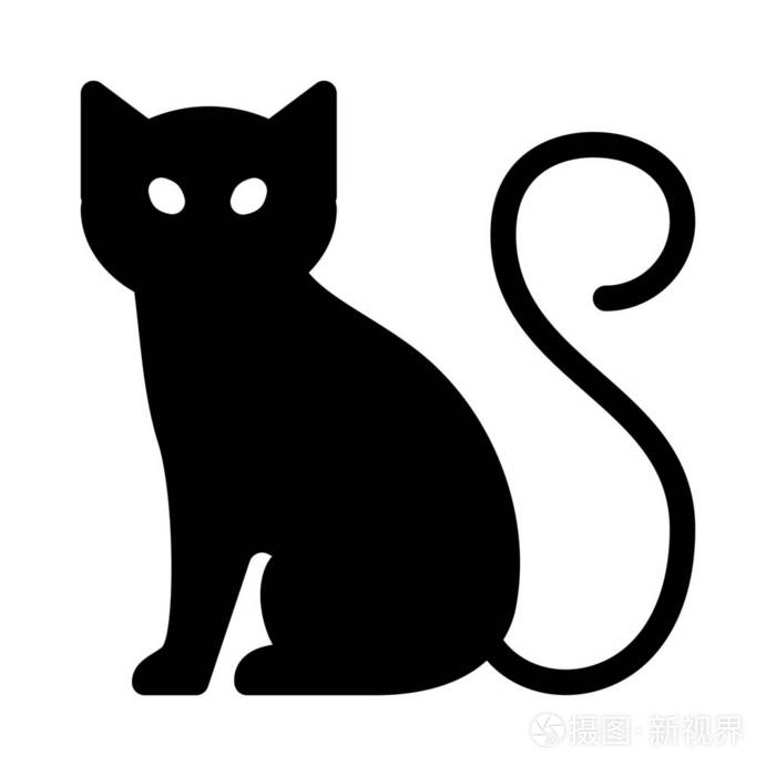 黑猫简单矢量插图图标