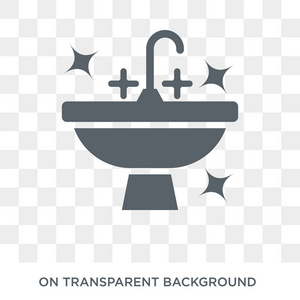 浴缸清洁图标。 时尚的平面矢量浴缸清洁图标透明背景上的清洁收集。 高品质的充满浴缸清洁符号，用于网络和移动