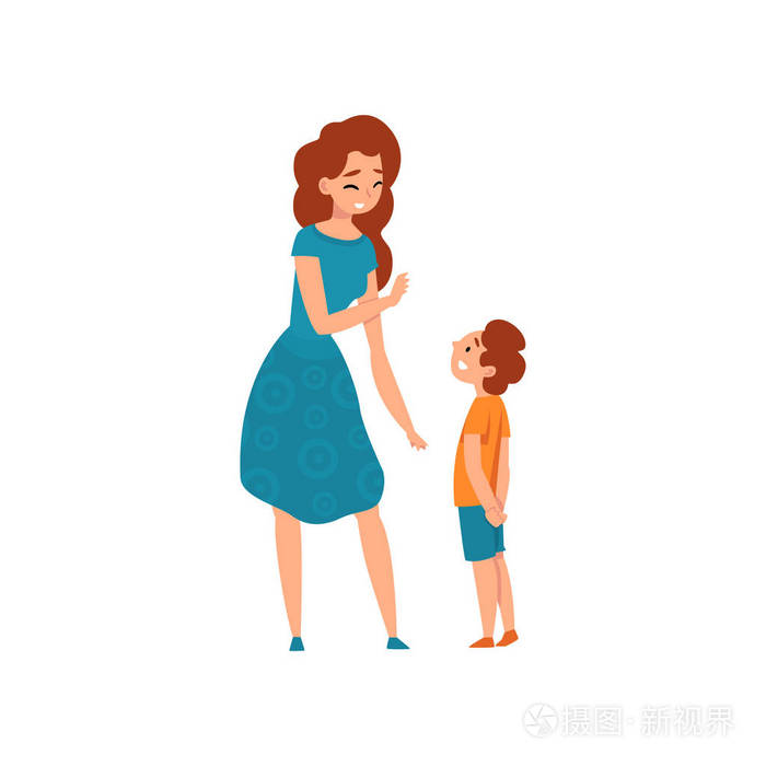 母亲与她的儿子交谈, 妈妈有一个很好的时间与她的孩子, 母亲, 育儿