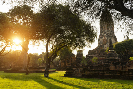 大屿山老景观中有阴影和阳光的树是泰国和世界遗产城市的旅游景点。