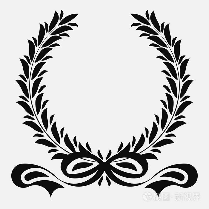 月桂花圈图案插图黑色照片-正版商用图片17er4l-摄图新视界