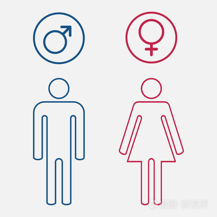 男性和女性一套性别符号男性女性符号向量