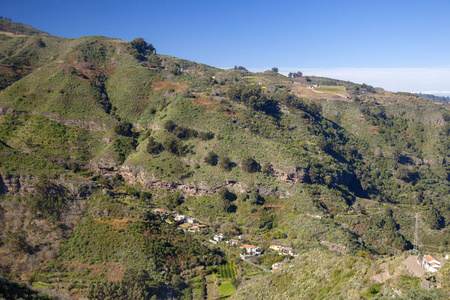 加那利岗1月谷景，横跨山谷，陡峭的山谷，巴兰科德尔，安登瓦尔森多