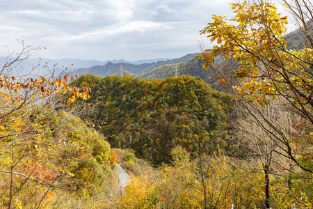 中国陕西省山区美丽的秋景