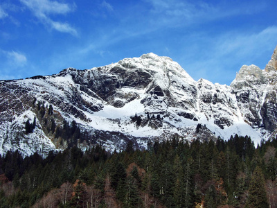 瑞士圣加伦州阿尔维耶山脉上的第一场雪