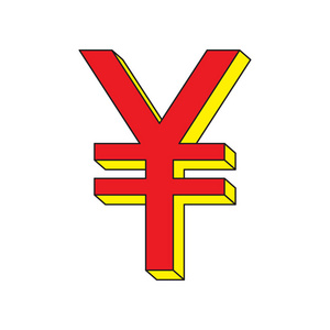 鲜红的黄色标志. 货币符号. 矢量图.照片