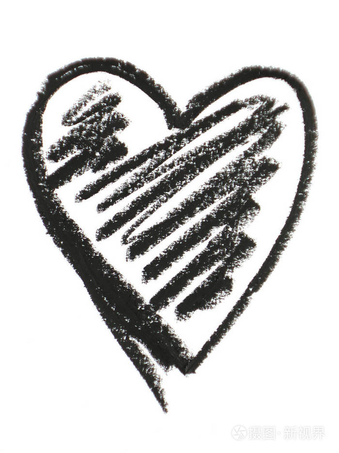 白色背景上的黑色心形