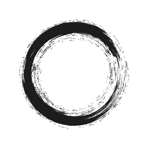 矢量笔触在白色背景上的油漆圆圈。墨迹手绘画笔圆圈。标志, 标签设计元素矢量插图。黑色抽象的咕圆。框架