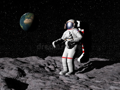 月球上的人类3d渲染
