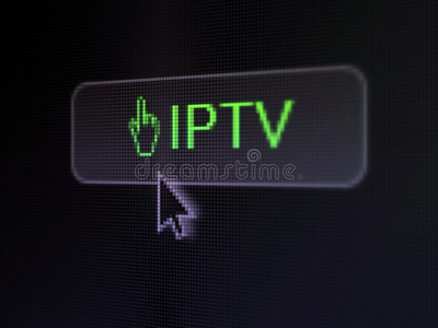 网络开发概念iptv和鼠标光标在数字按钮背景上