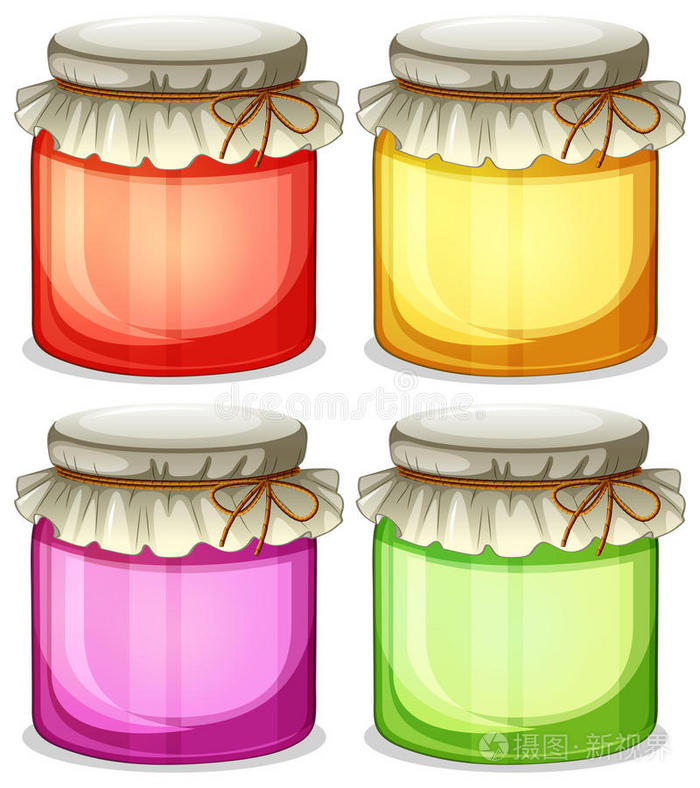 四个盖得严严实实的彩色罐子